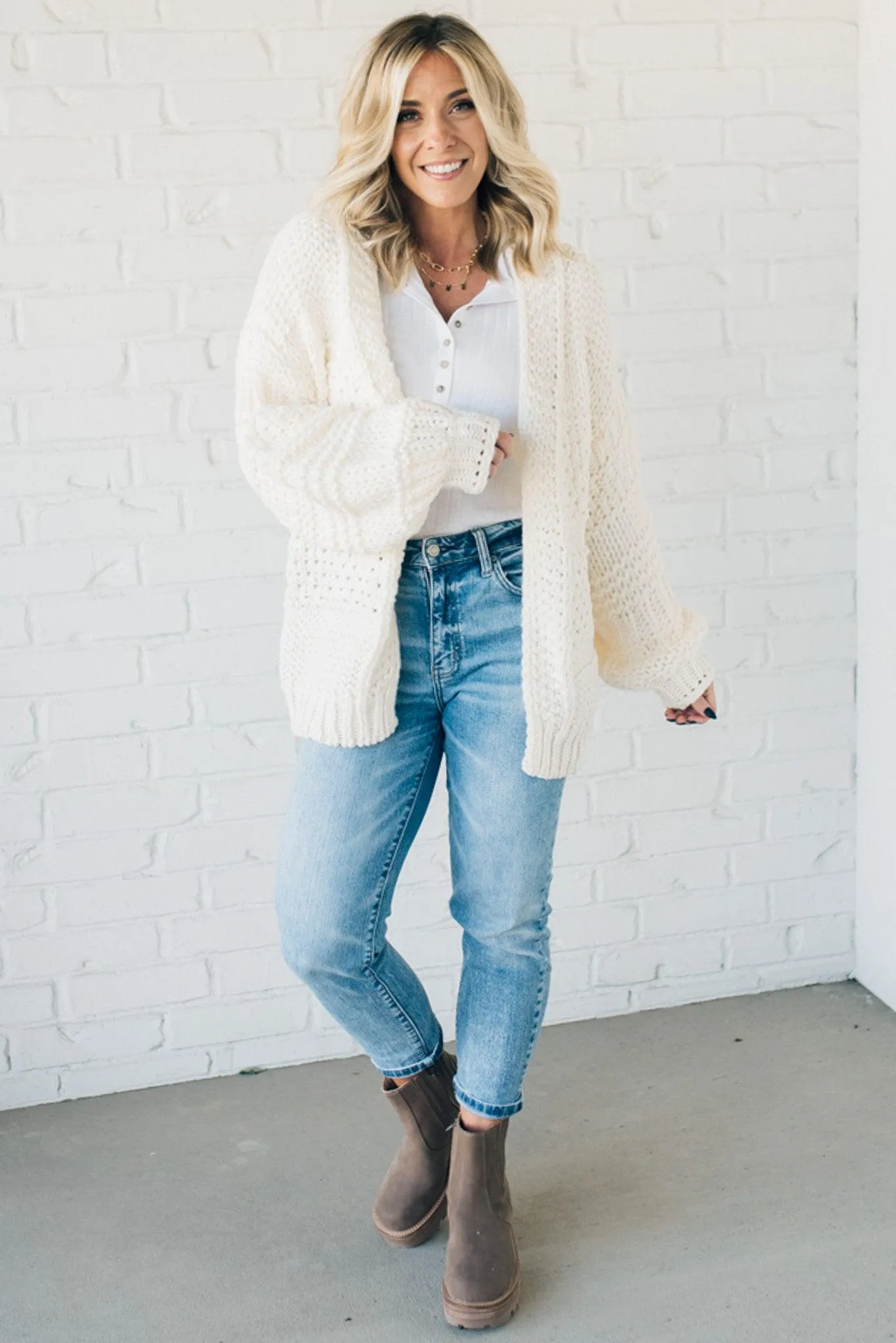 Chunky Mix Weave Cardigan