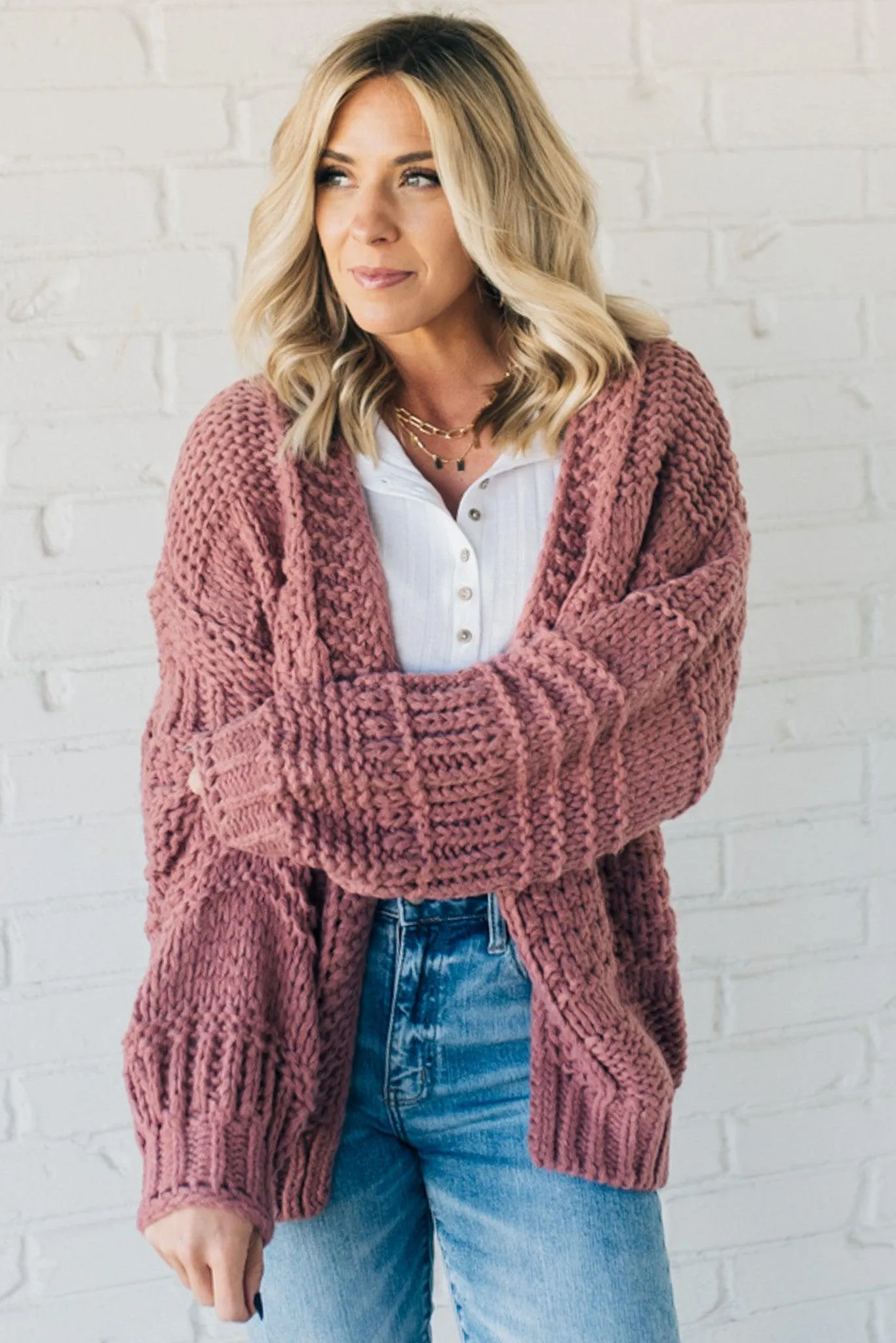 Chunky Mix Weave Cardigan