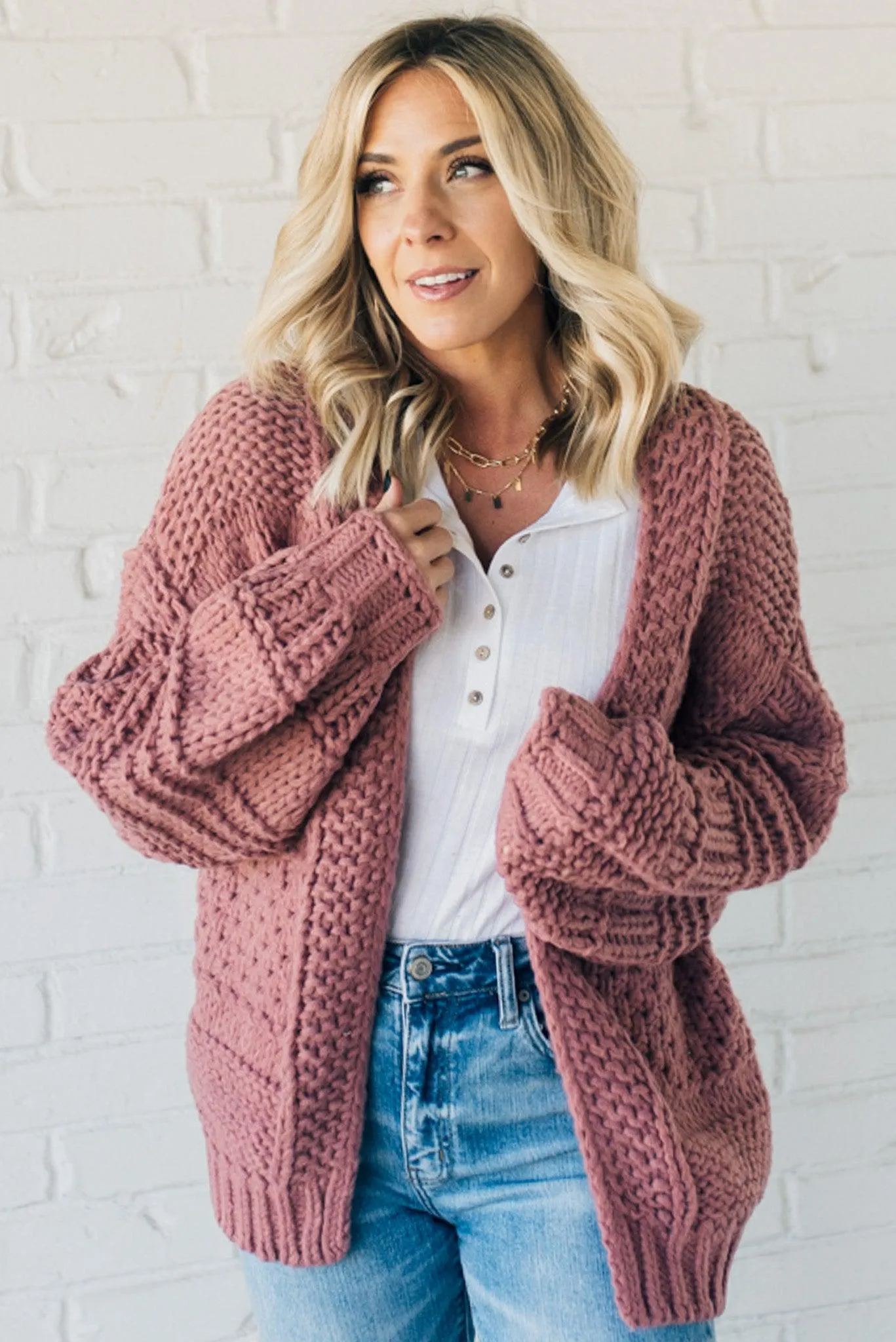 Chunky Mix Weave Cardigan