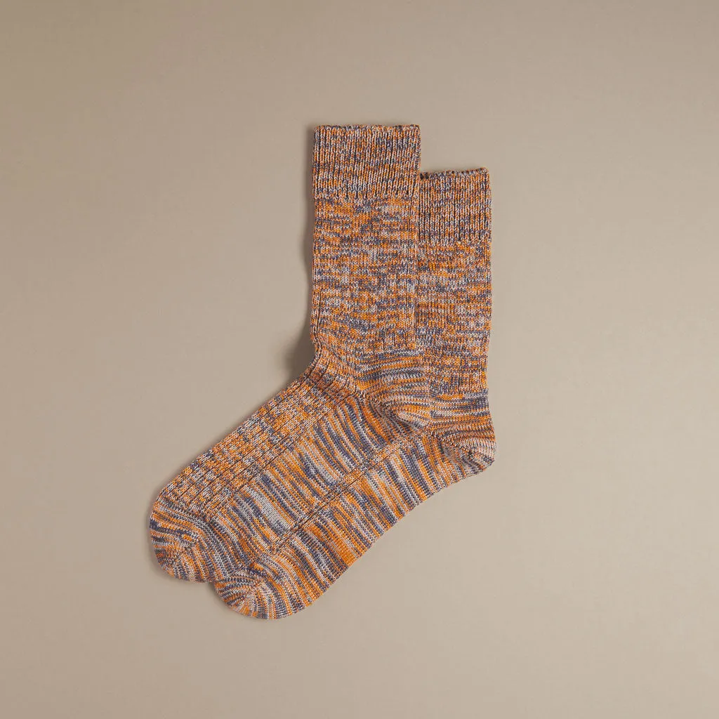 Chunky Wool Boot Socks | Marbled Orange