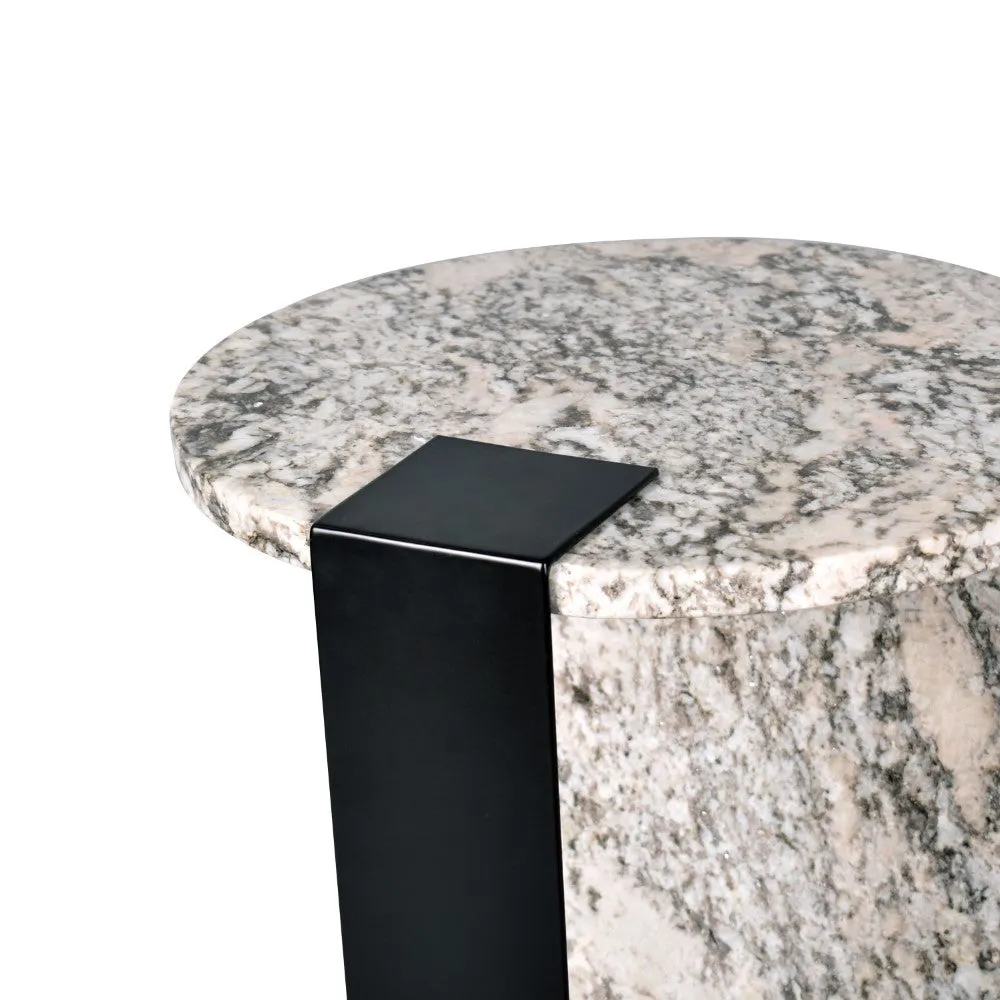 Clary 17" Contemporary Natural Marble/Metal Handmade Round End Table