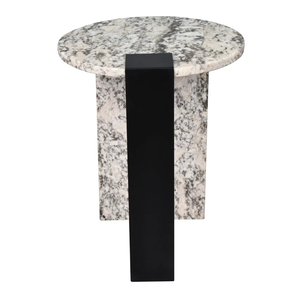 Clary 17" Contemporary Natural Marble/Metal Handmade Round End Table