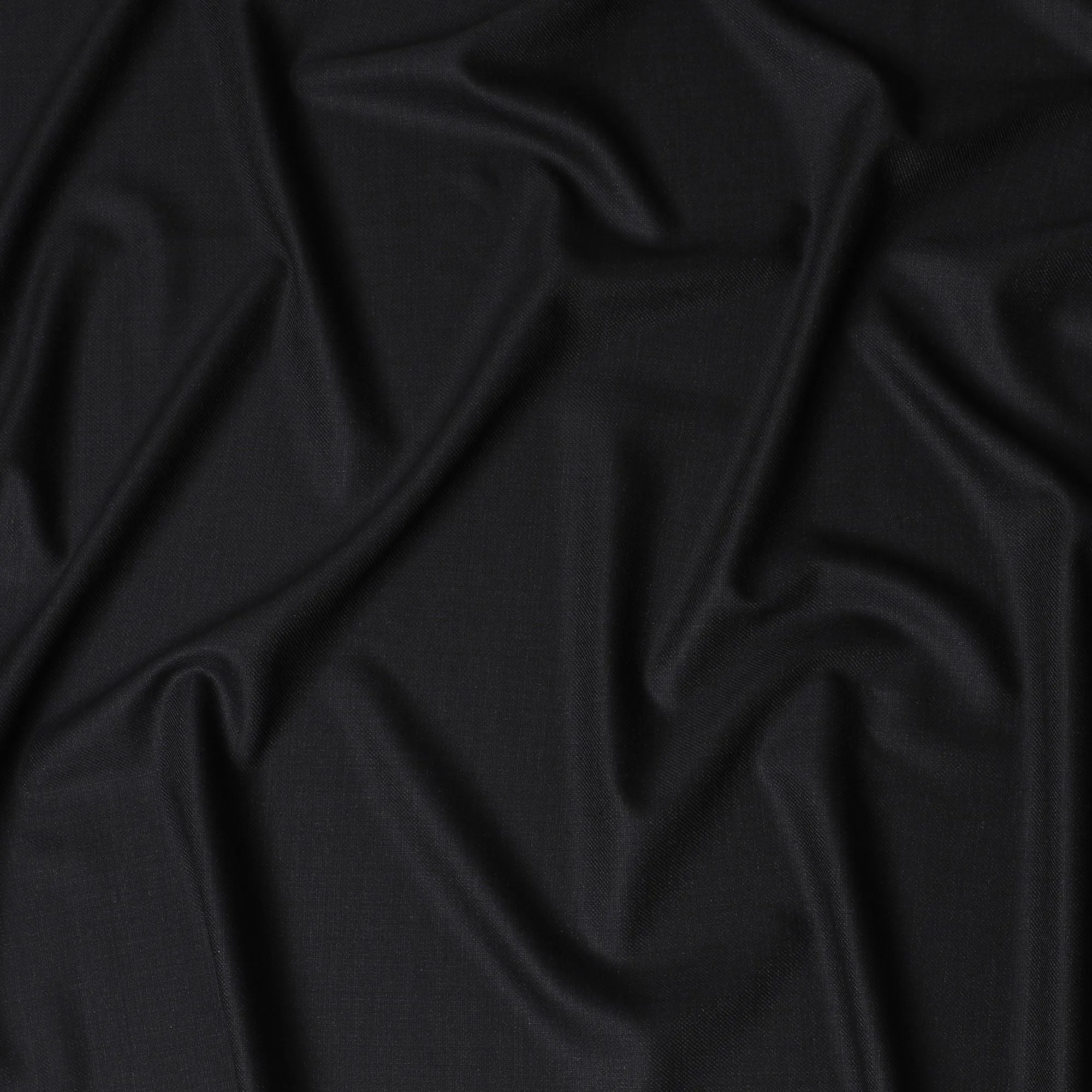 Classic Twill Black Wool Suiting Fabric - 150cm Width, 3.5 Mtrs Piece, UK Crafted-D17765