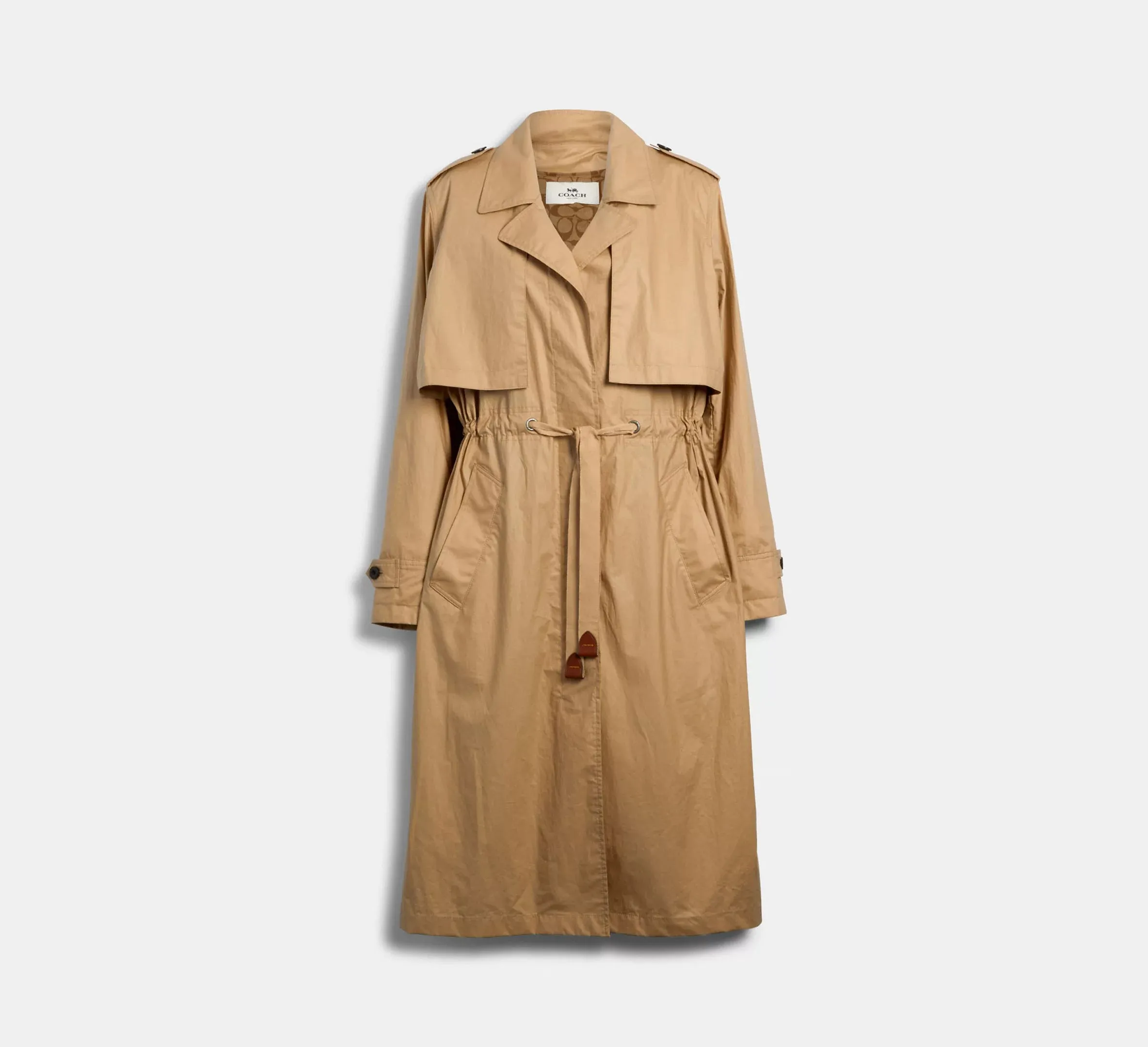 Coach Lightweight Overcoat With Signature Lining, Size Medium