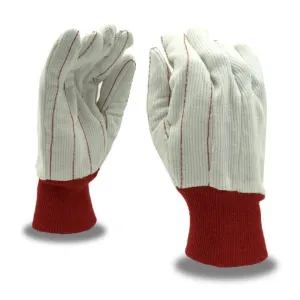 Cordova 2435CDR Red Knit Wrist Corded Canvas Double Palm Gloves, Natural, Large, 1 Dozen