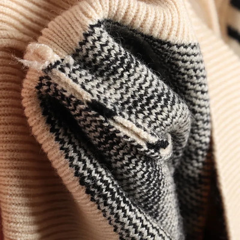 Cozy Stripe Standard Collar Cardigan