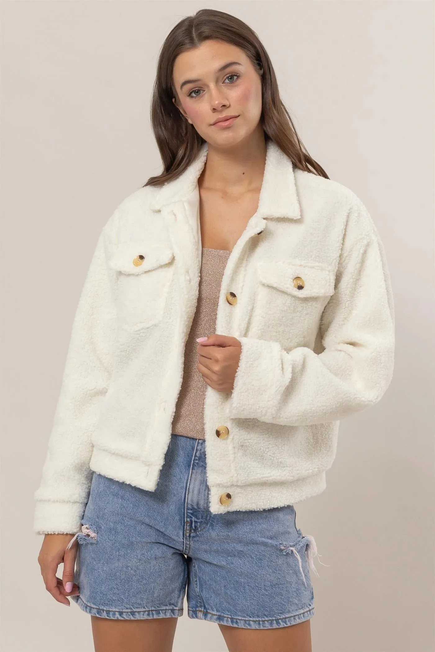 Cream Sherpa Jacket