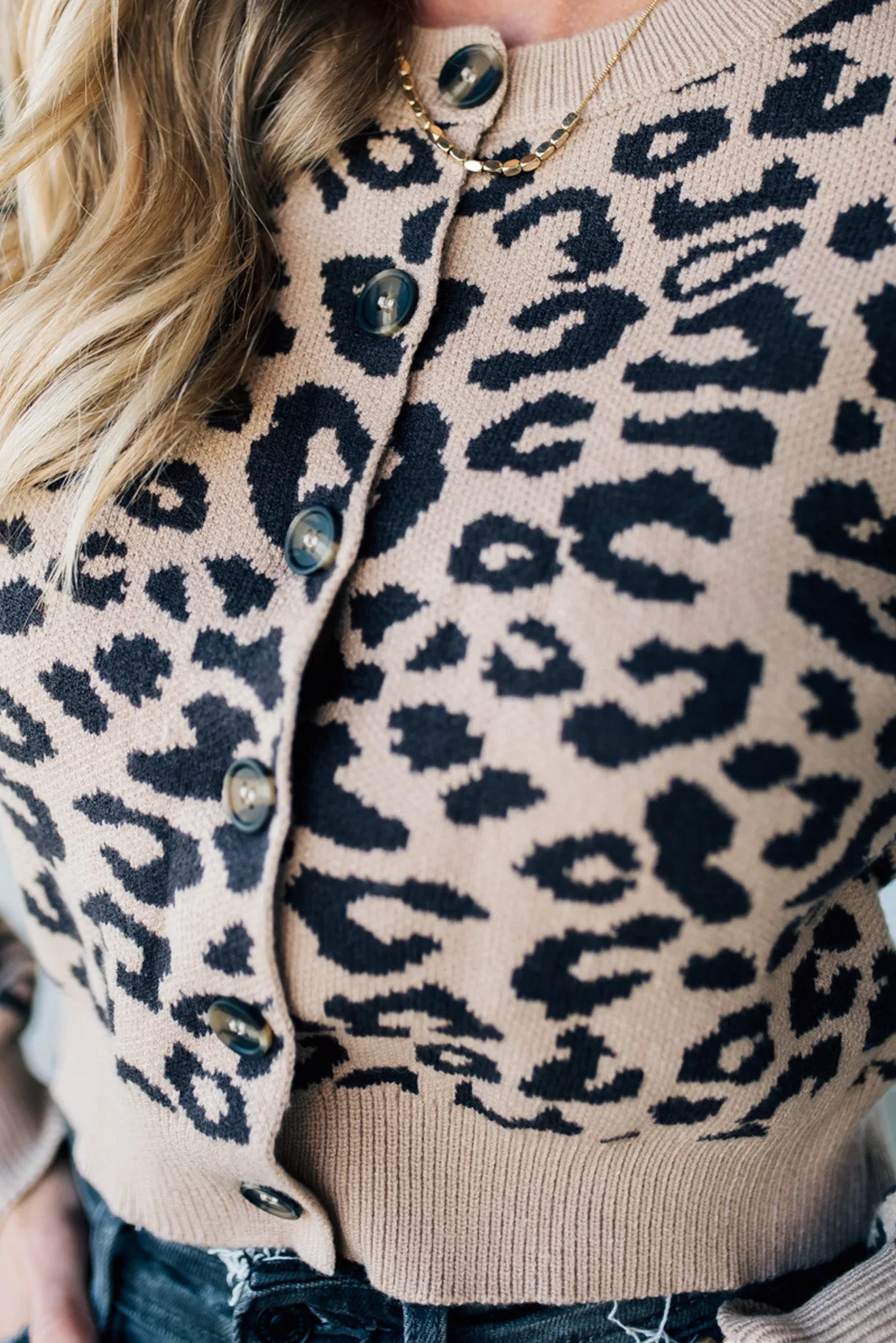 Cropped Animal Print Cardigan