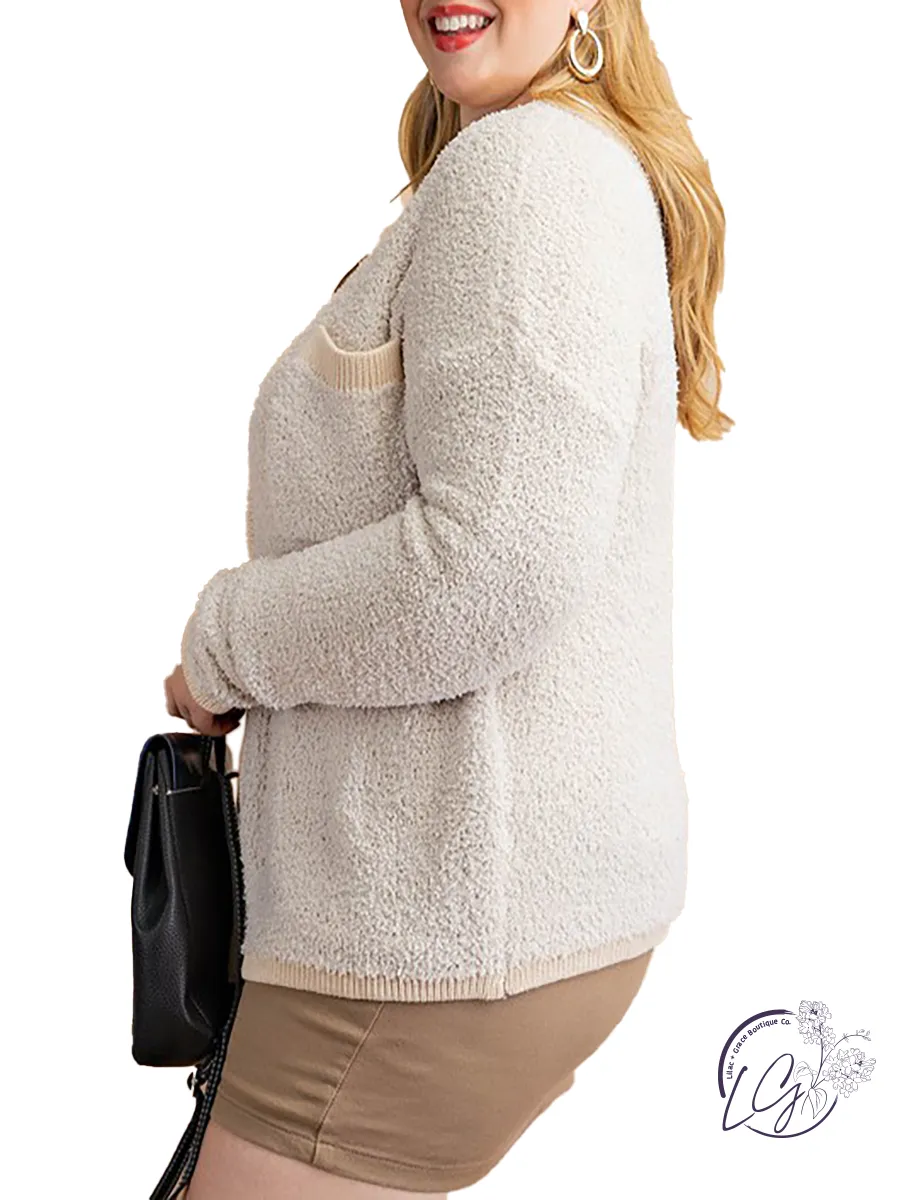 Curvy Setting The Mood Sherpa Zip-Up Jacket