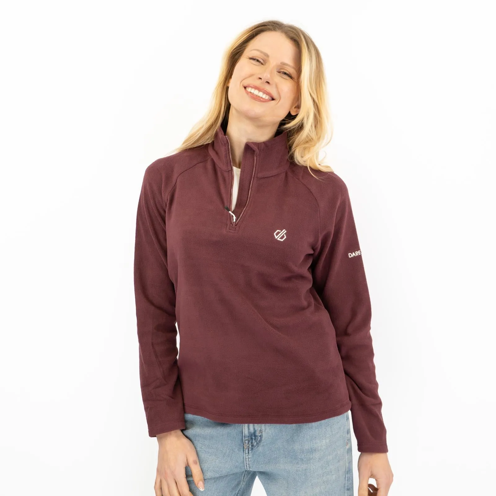 Dare 2B Womens Fleece Jacket Lightweight Freeform Half Zip Burgundy