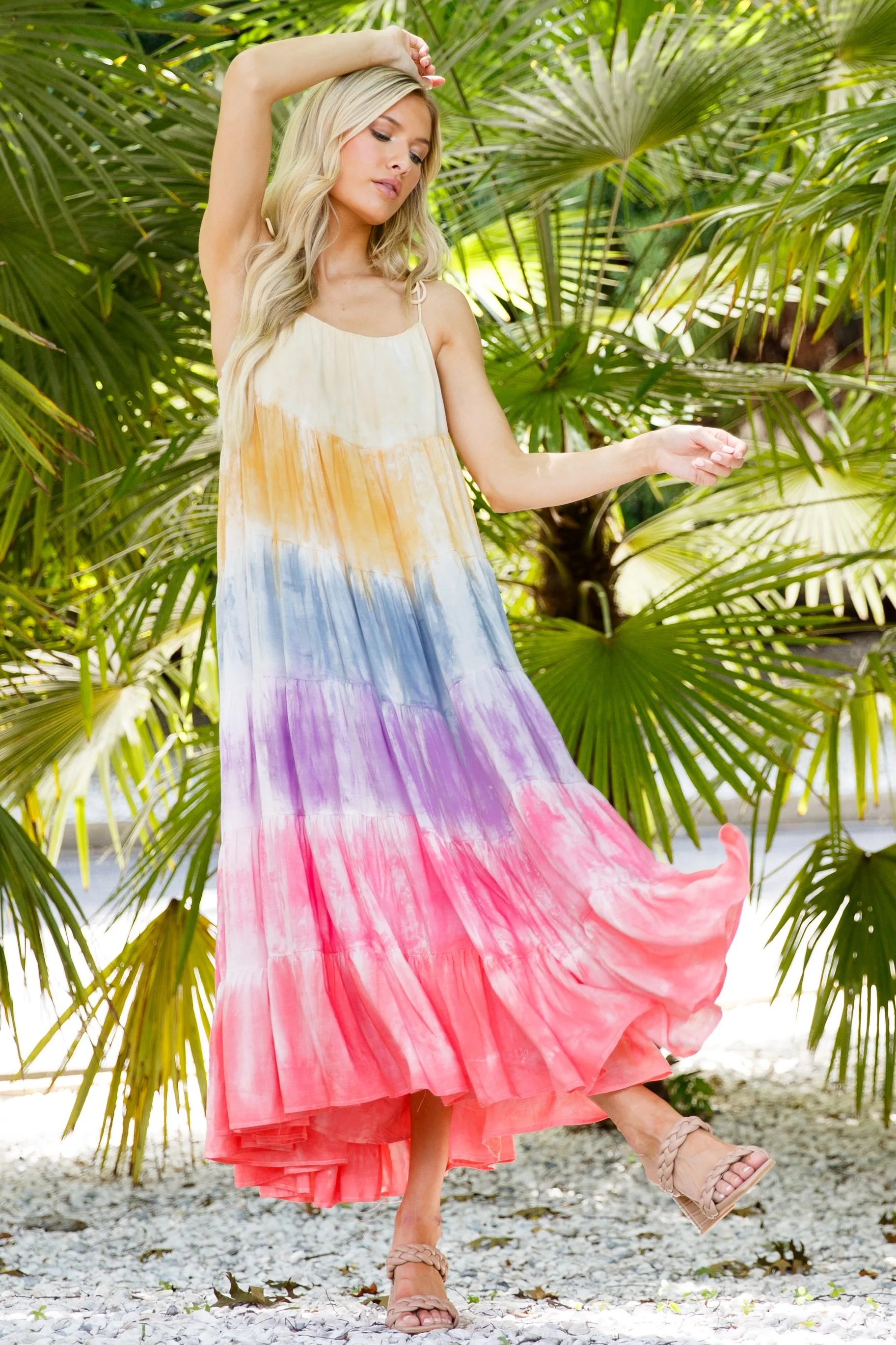 Dare To Dream Pink Multi Tie Dye Maxi Dress