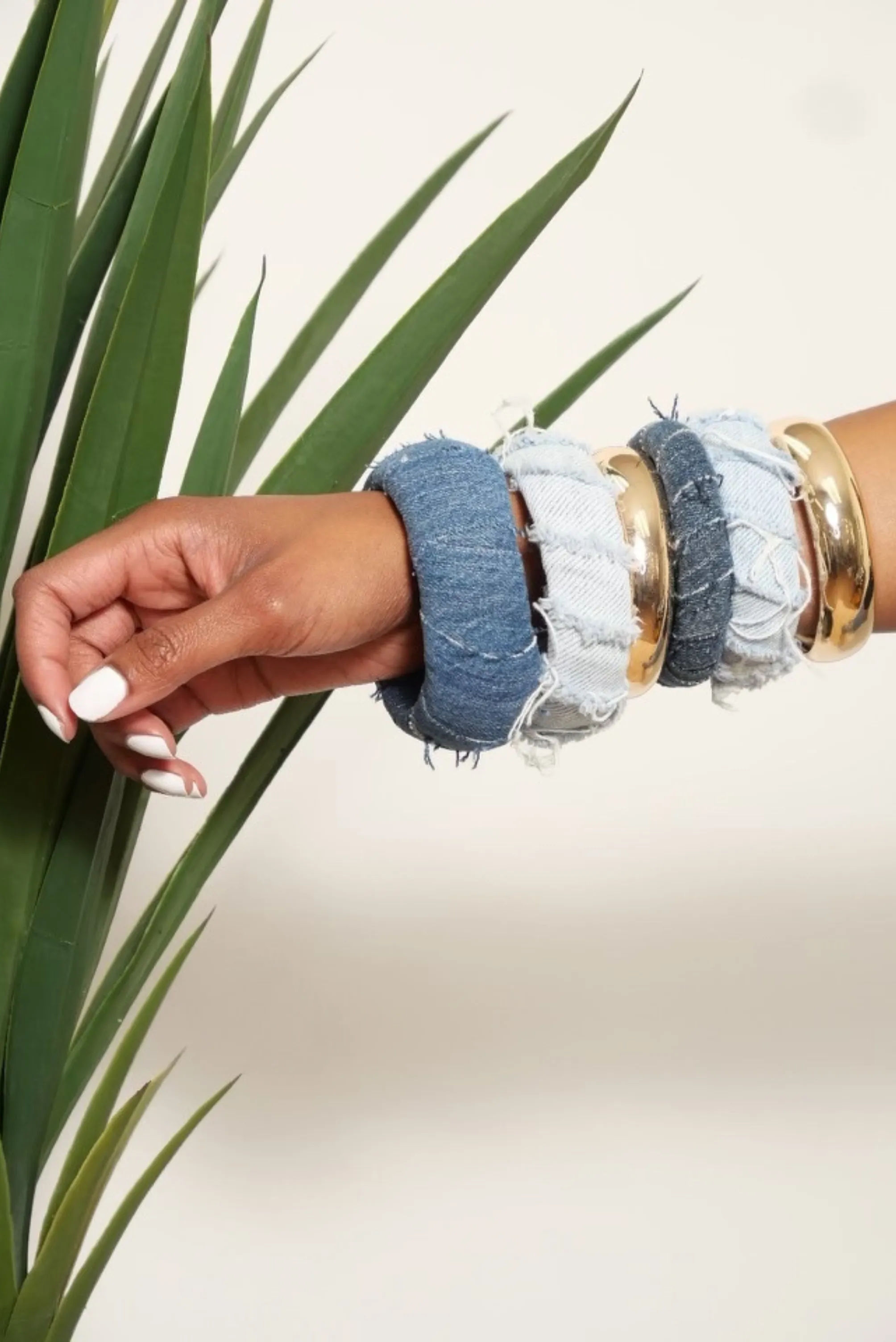 Denim golden bangles 6 stack