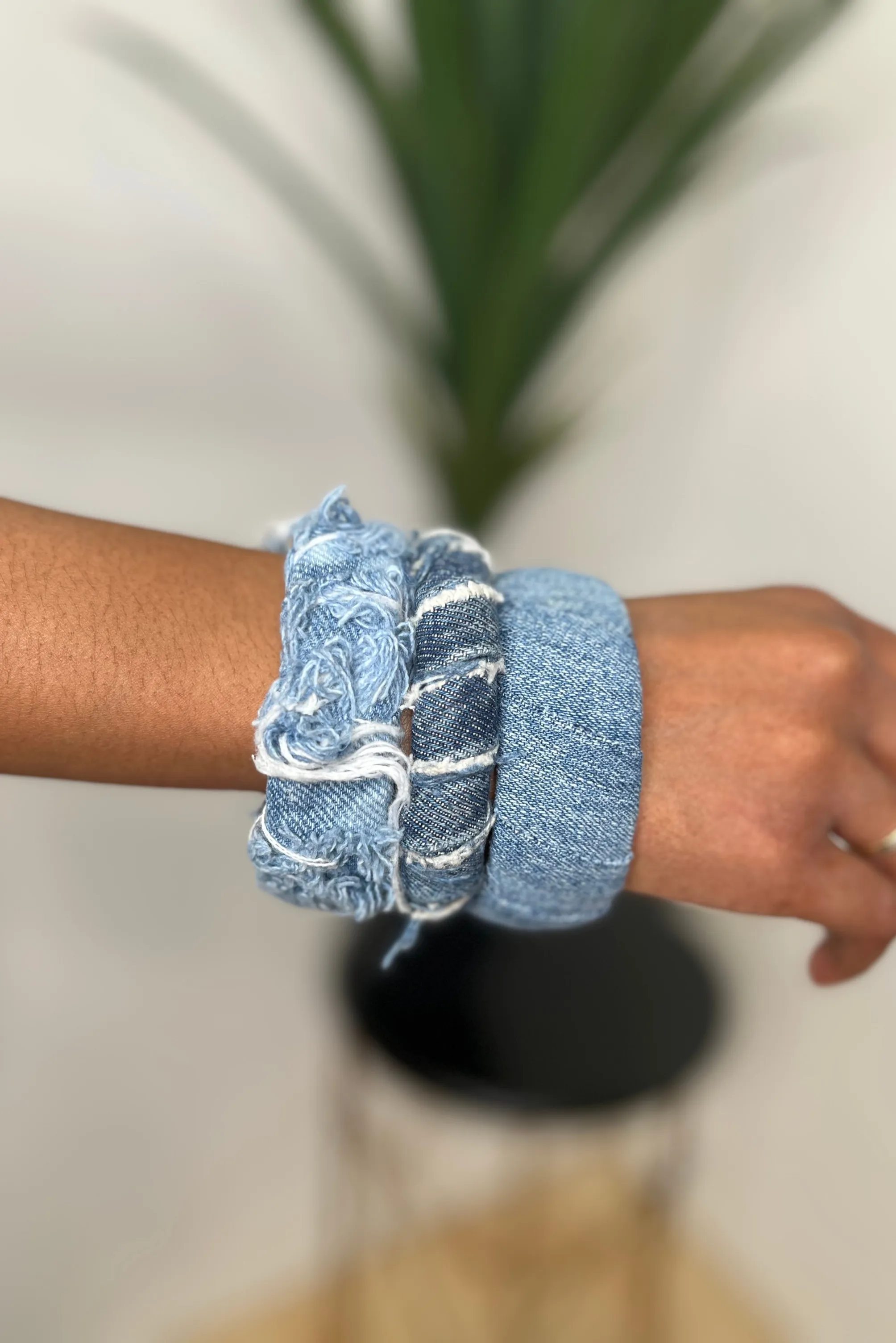 Denim on Denim 3 Stacked Bangles Bracelets