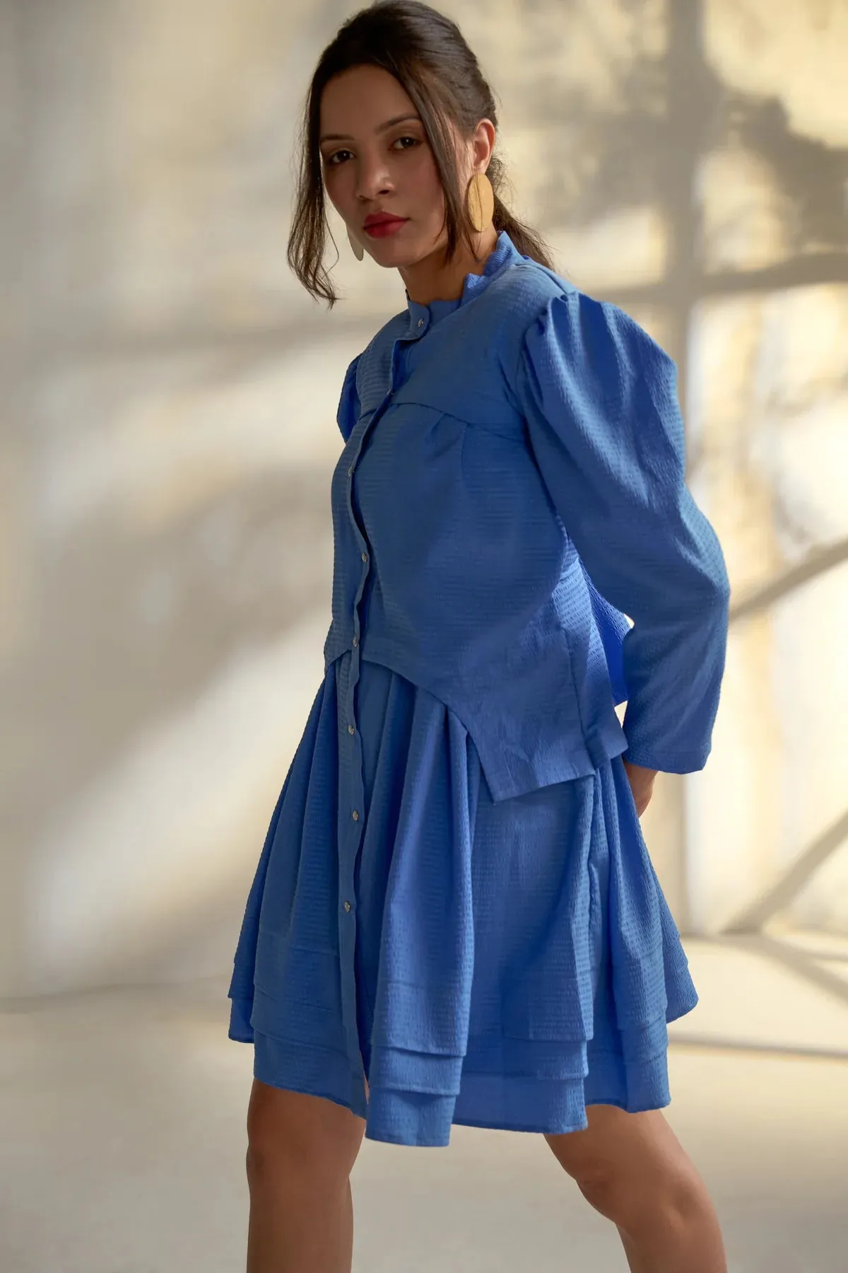 Desk to Dinner Blue Full sleeves elegant Dress