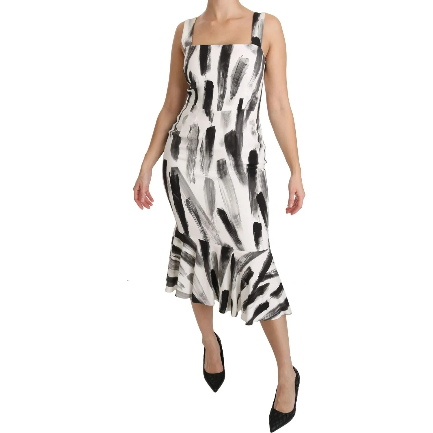 Dolce & Gabbana Chic Monochrome Sheath Midi Dress