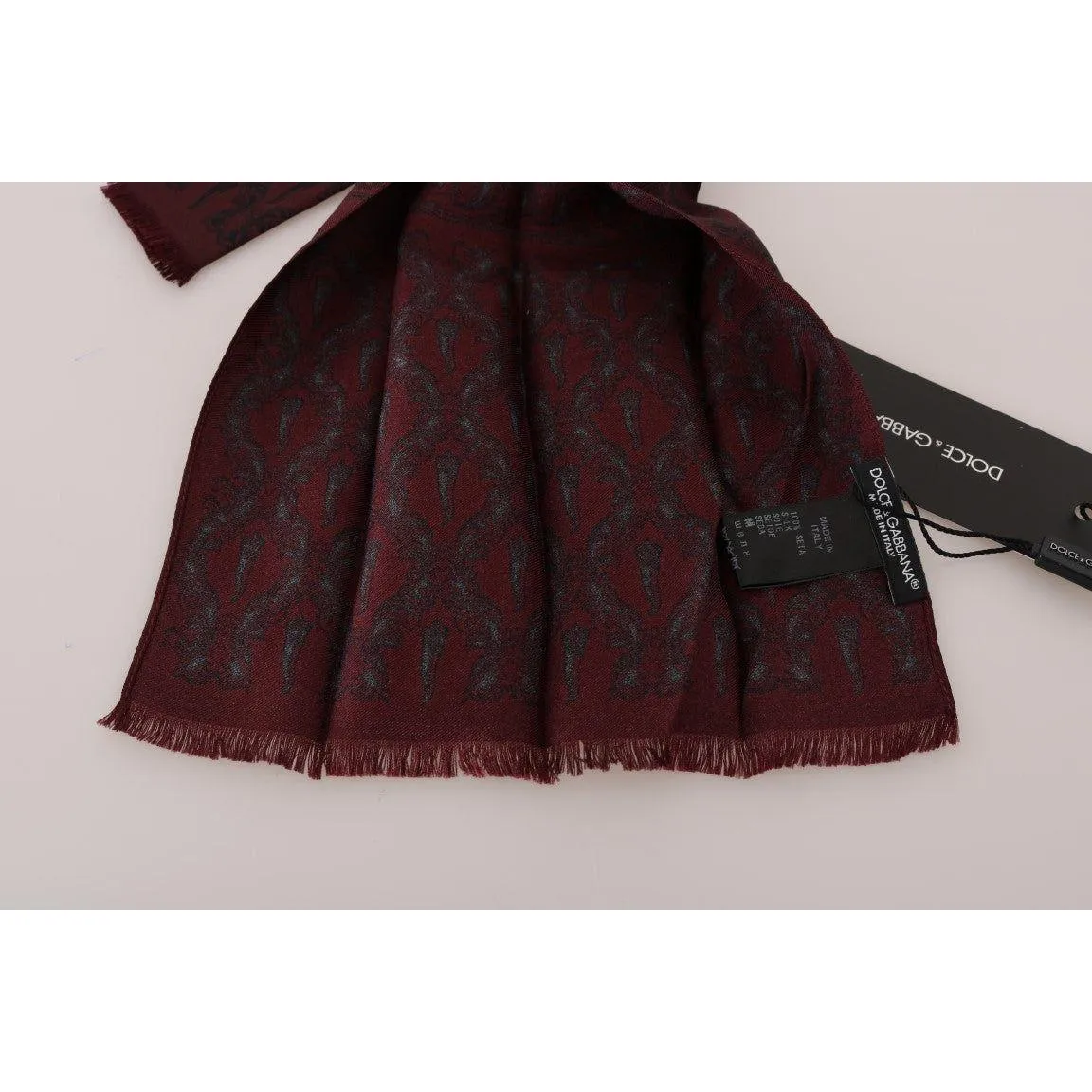 Dolce & Gabbana Silk Bordeaux Crown Chili Print Mens Scarf