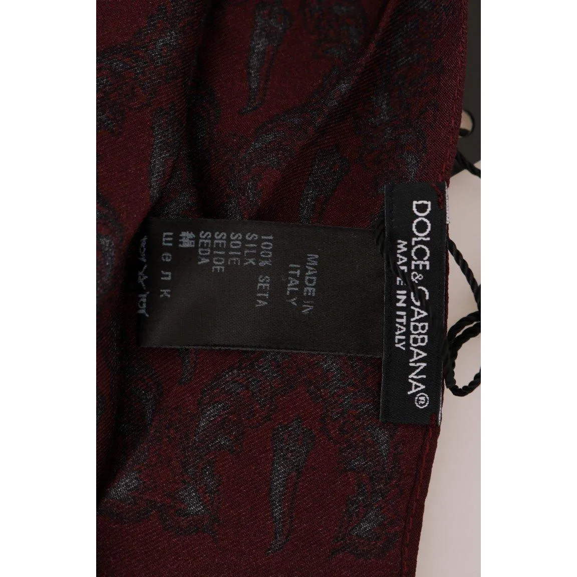 Dolce & Gabbana Silk Bordeaux Crown Chili Print Mens Scarf