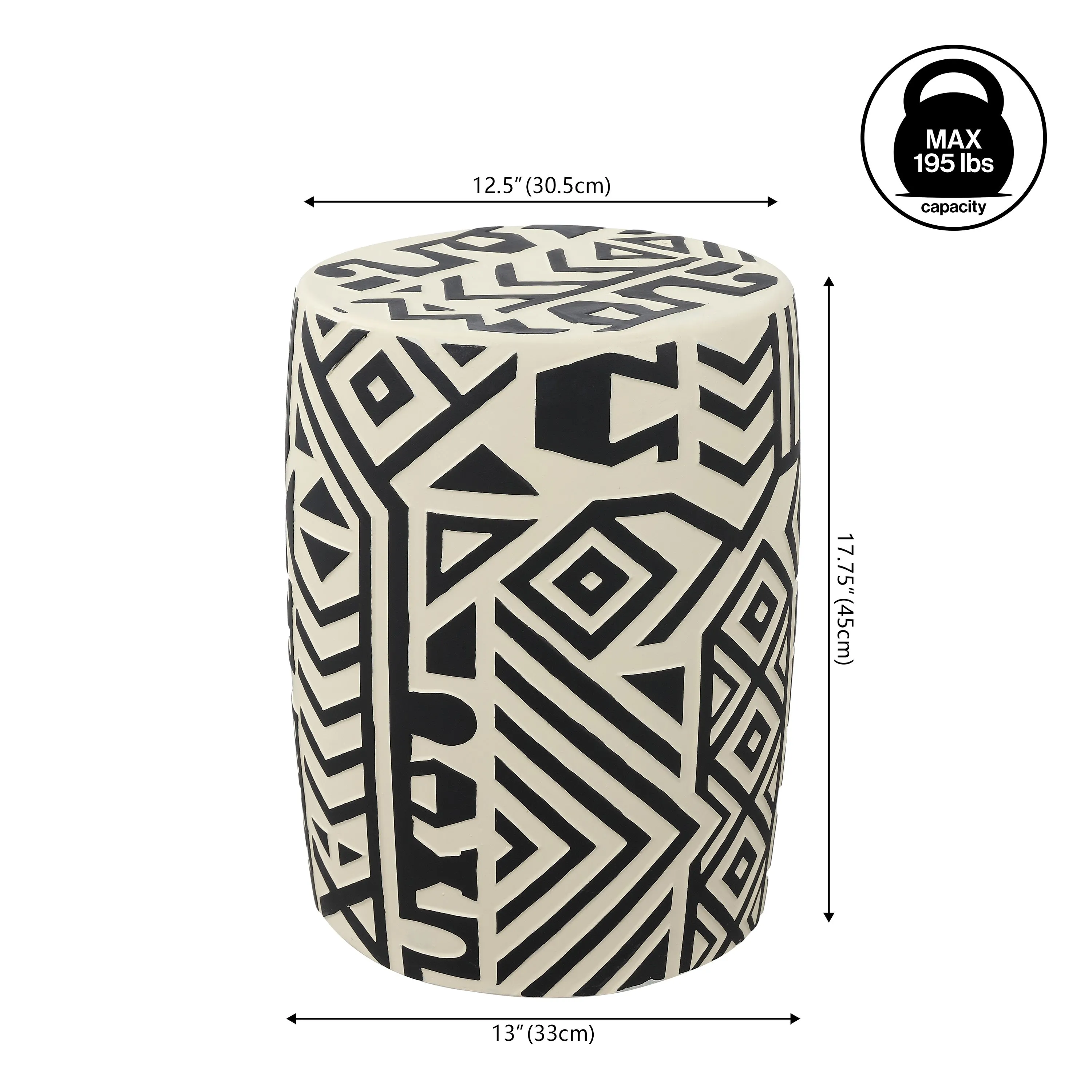 Drornzok 17.75" Geometric Drum Garden Stool