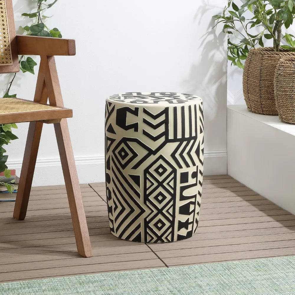 Drornzok 17.75" Geometric Drum Garden Stool