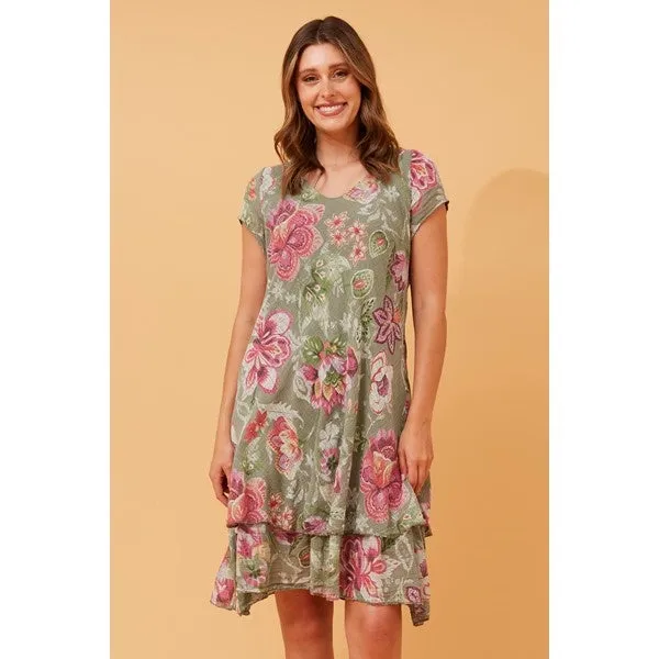 ELECTRA DOUBLE LAYER FLORAL DRESS