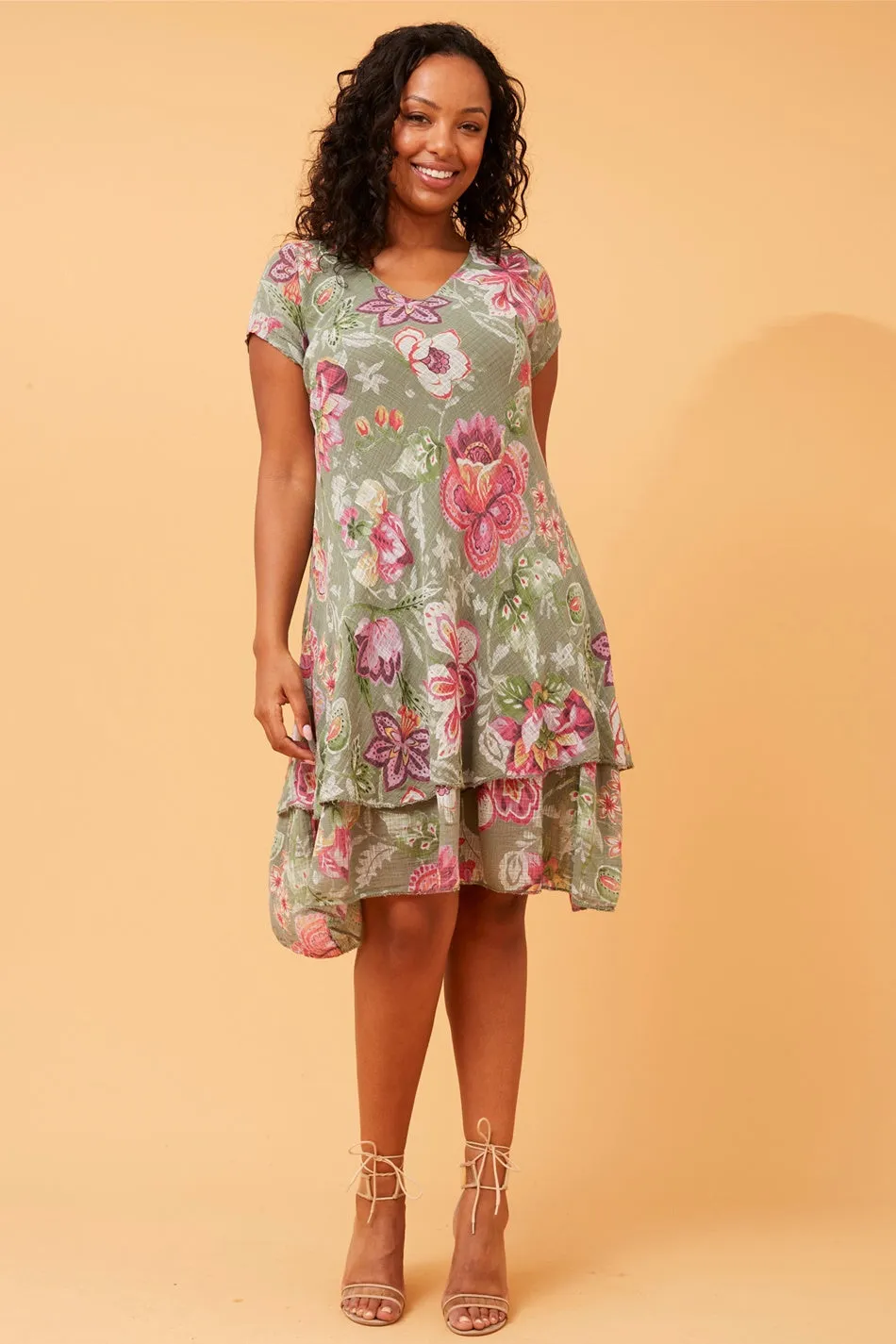 ELECTRA DOUBLE LAYER FLORAL DRESS