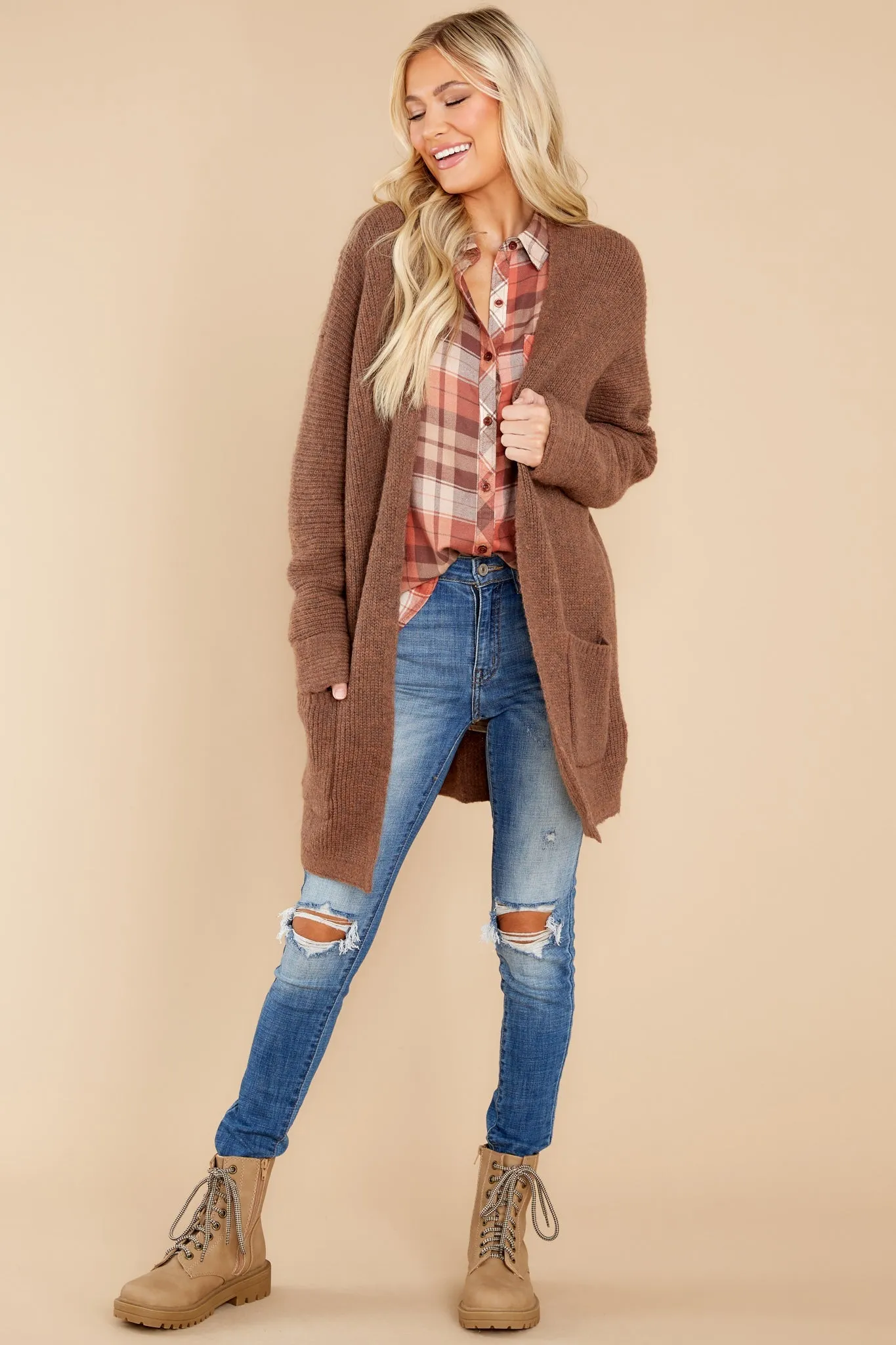 Embracing Thoughts Brown Cardigan