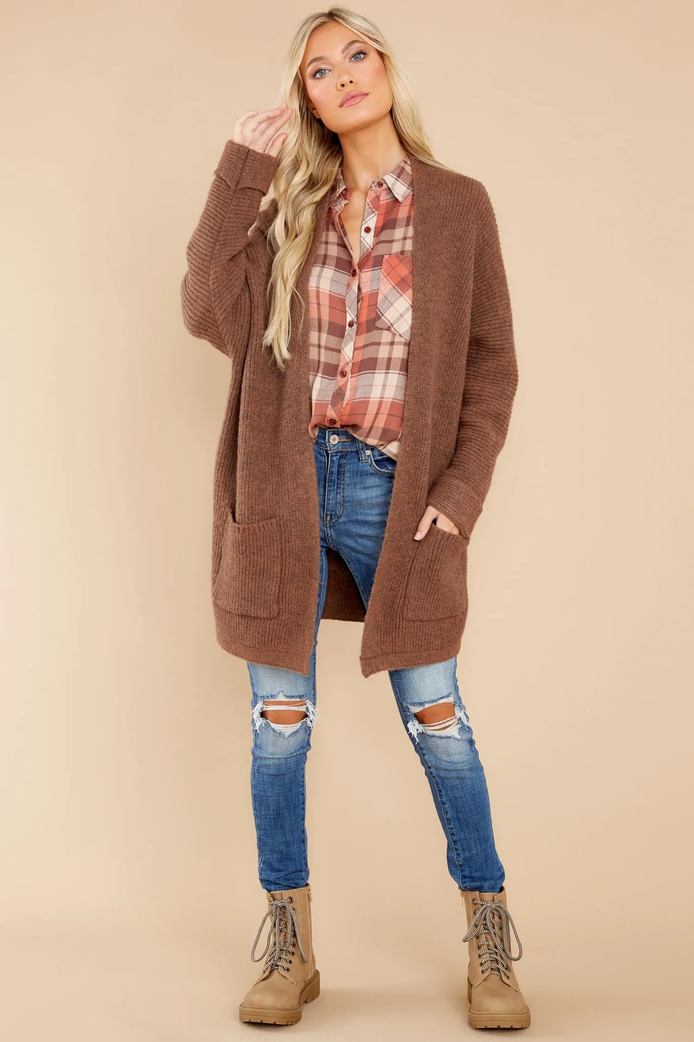 Embracing Thoughts Brown Cardigan