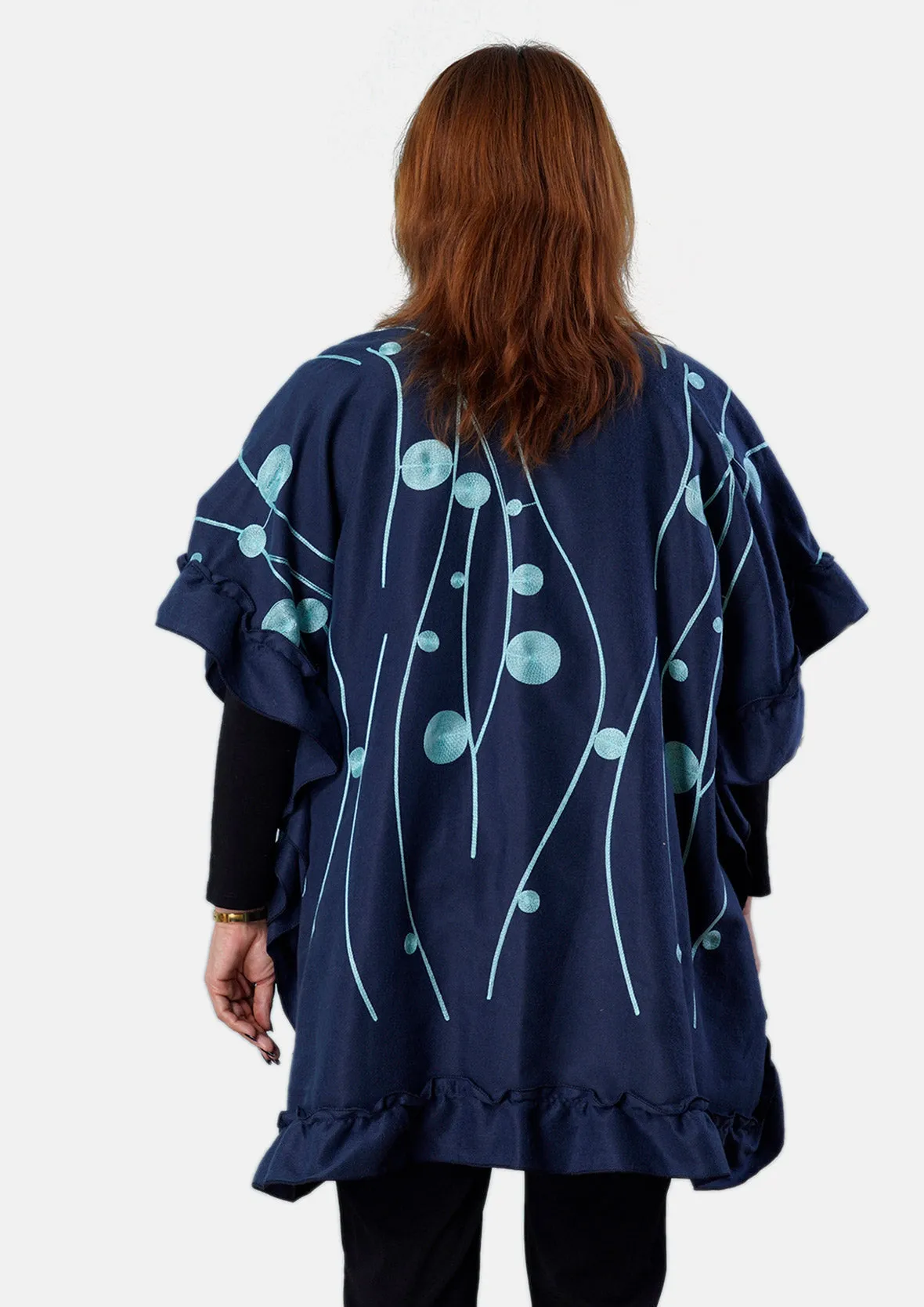 Embroidered Kimono With Ruffle Detailing