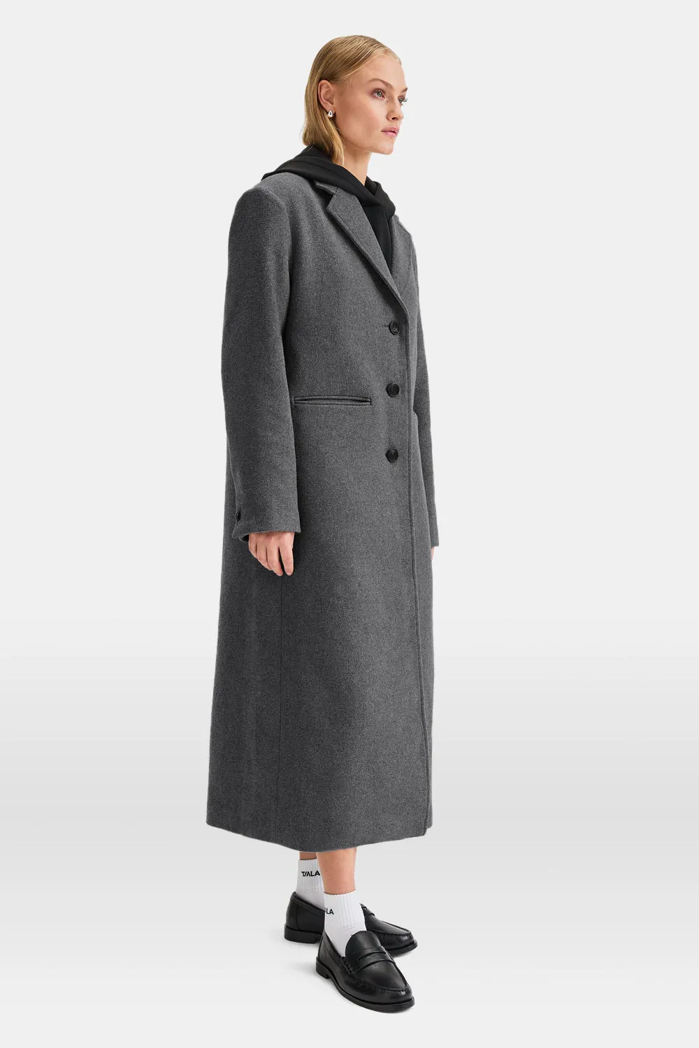 EVERYDAY SINGLE-BREASTED MULTIWAY STRUCTURED OVERCOAT - MID GREY MARL