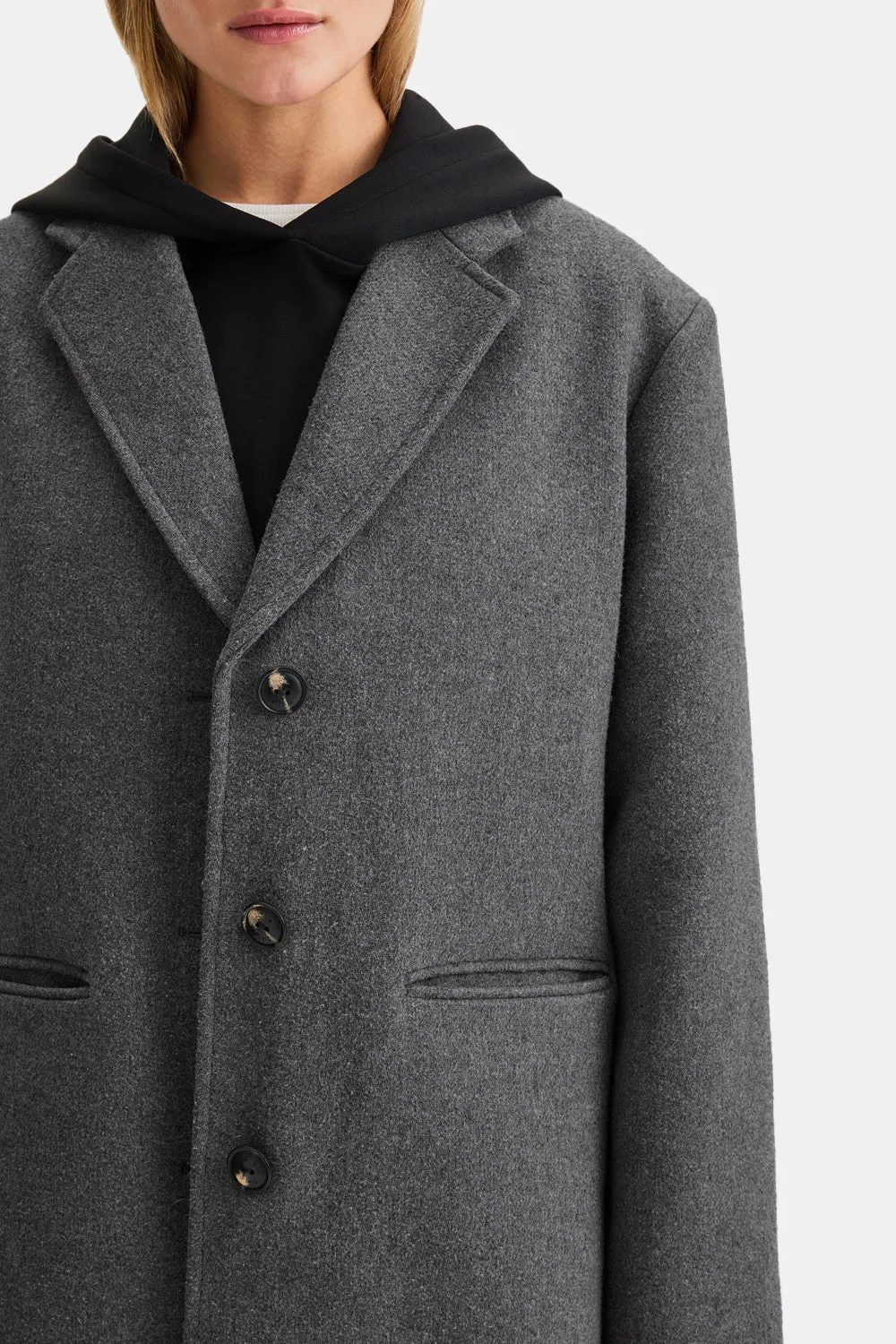 EVERYDAY SINGLE-BREASTED MULTIWAY STRUCTURED OVERCOAT - MID GREY MARL