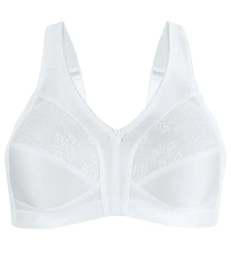 Exquisite Form Fully Side Shaping Wire-Free Bra With Floral - White