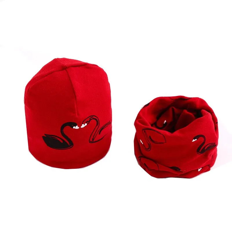 Fashion Baby Cap Set Cartoon Owl Stars Baby Head Cover Spring Warm Neck Collar Kids Beanies Sets Cotton Children Hats Scarf