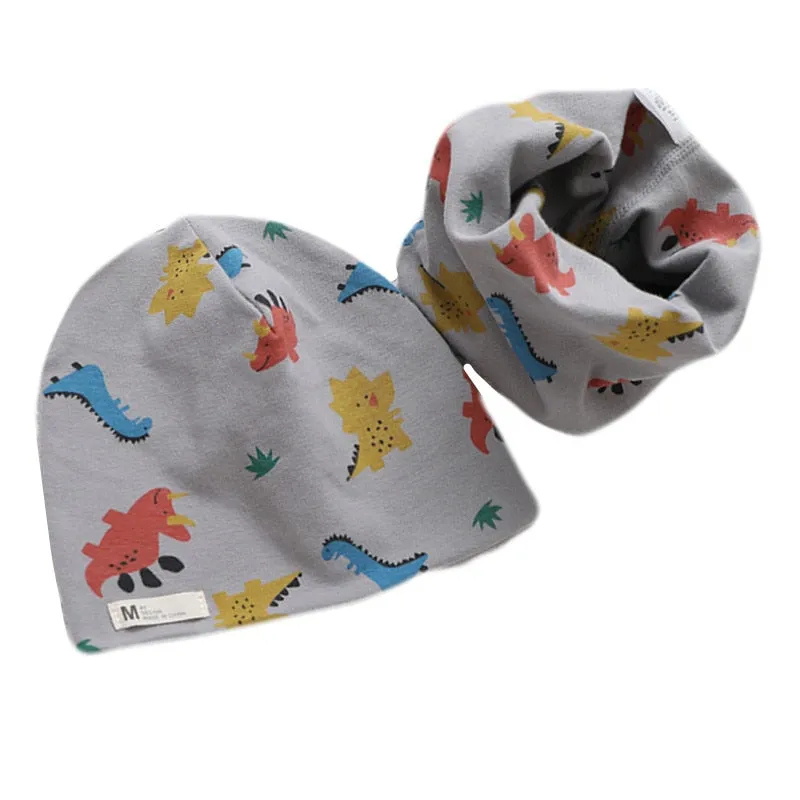 Fashion Baby Cap Set Cartoon Owl Stars Baby Head Cover Spring Warm Neck Collar Kids Beanies Sets Cotton Children Hats Scarf