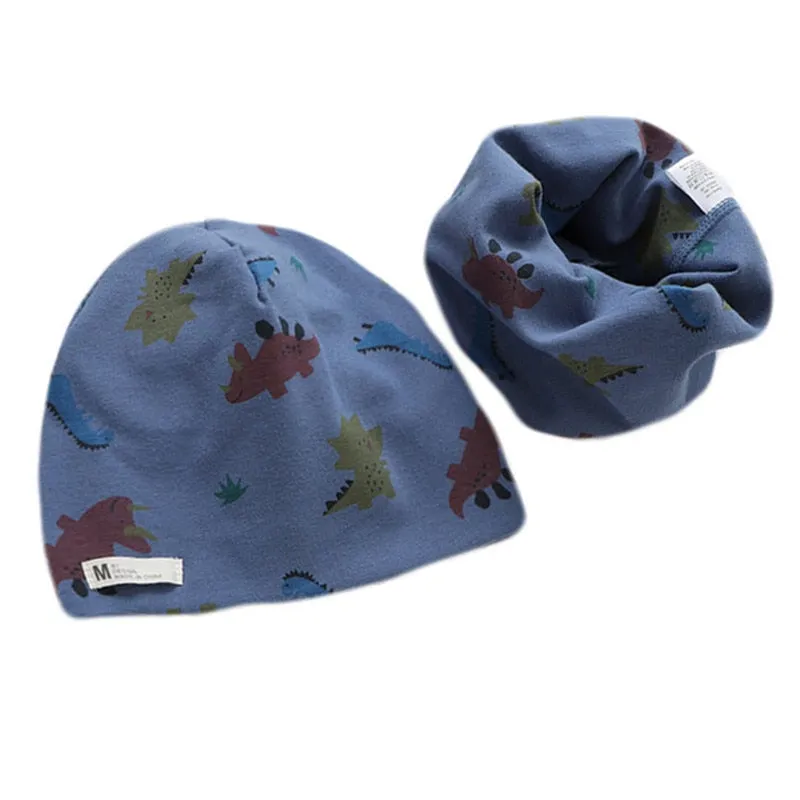 Fashion Baby Cap Set Cartoon Owl Stars Baby Head Cover Spring Warm Neck Collar Kids Beanies Sets Cotton Children Hats Scarf