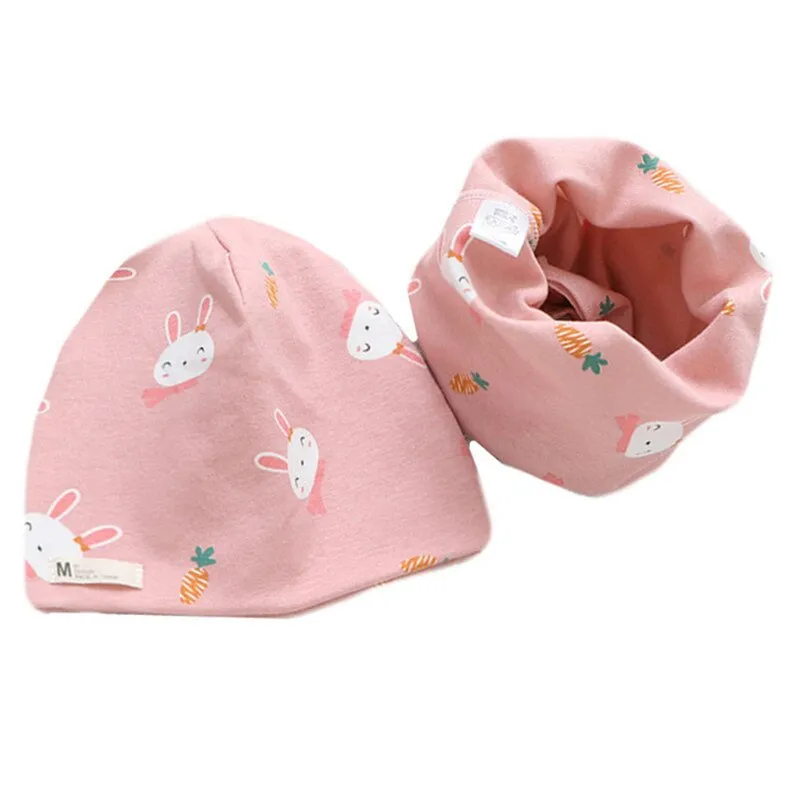 Fashion Baby Cap Set Cartoon Owl Stars Baby Head Cover Spring Warm Neck Collar Kids Beanies Sets Cotton Children Hats Scarf