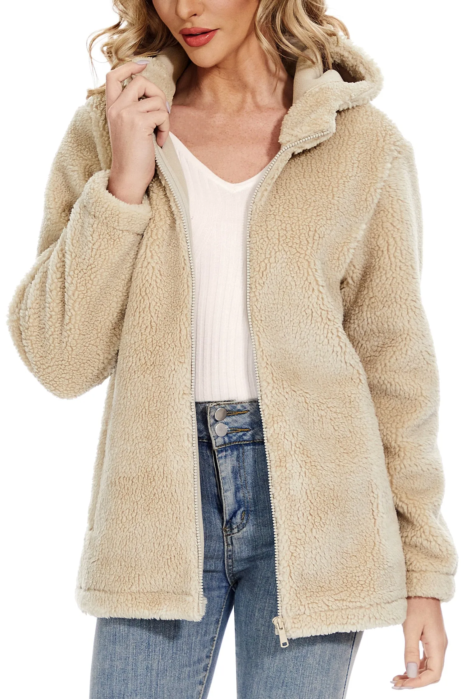 Female Coats Women's Fleece Jackets Soft Heavy Fuzzy