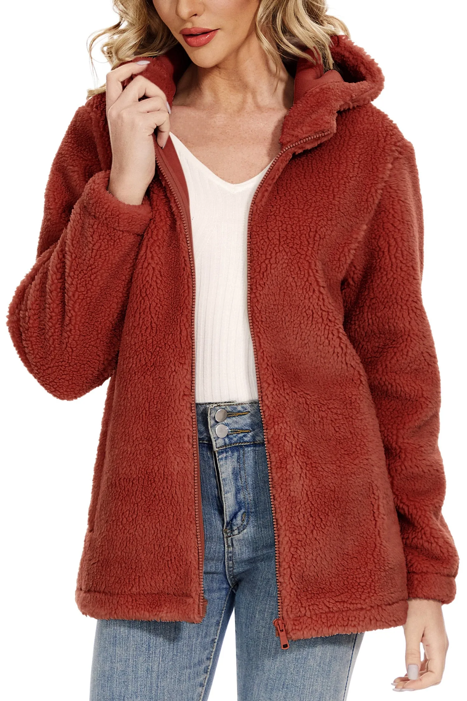 Female Coats Women's Fleece Jackets Soft Heavy Fuzzy