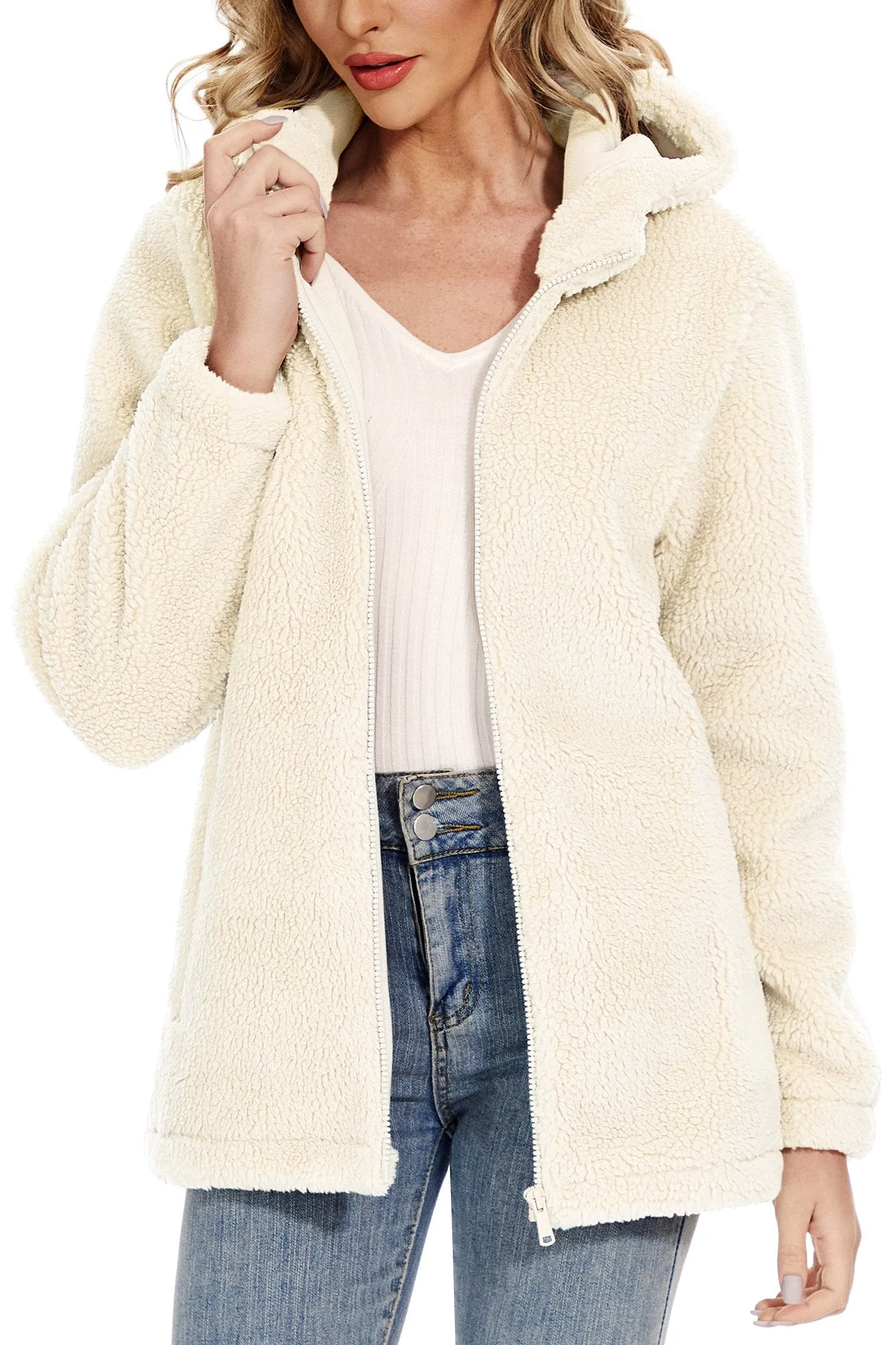 Female Coats Women's Fleece Jackets Soft Heavy Fuzzy