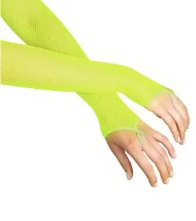 Fishnet Arm Warmers - Neon Yellow