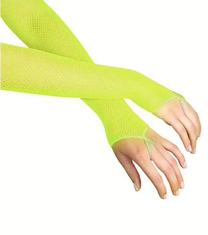 Fishnet Arm Warmers - Neon Yellow