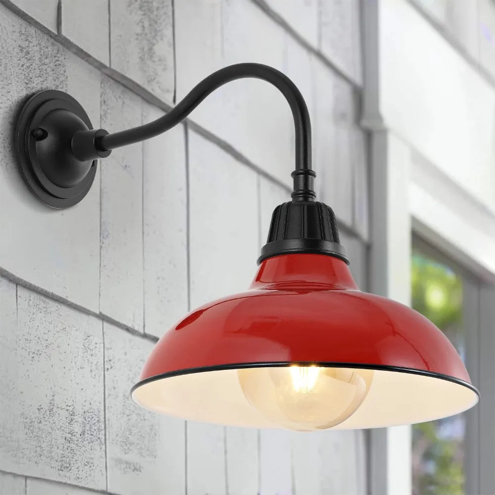 Flynix 12.25" Farmhouse Industrial Indoor/Outdoor Iron LED Gooseneck Arm Outdoor Sconce