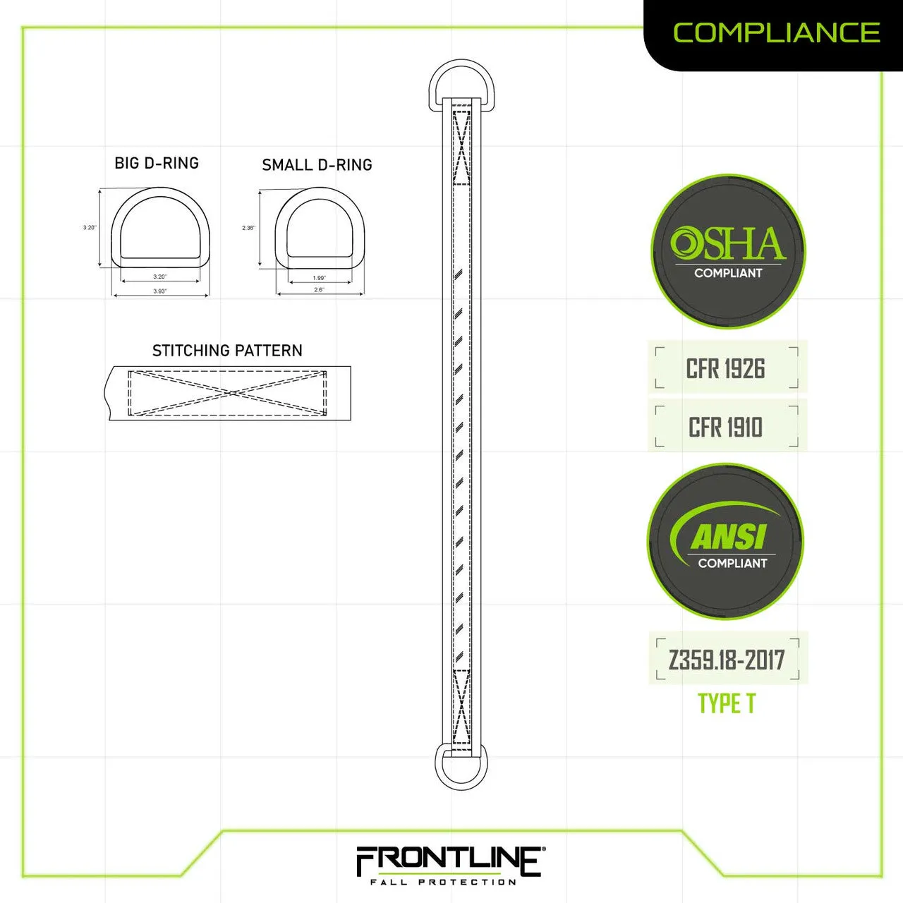 Frontline MPS Cross Arm Strap with Reinforced Webbing 30'