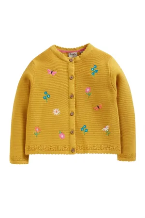 Frugi Maia Embroidered Cardigan Bumble Bee Flowers