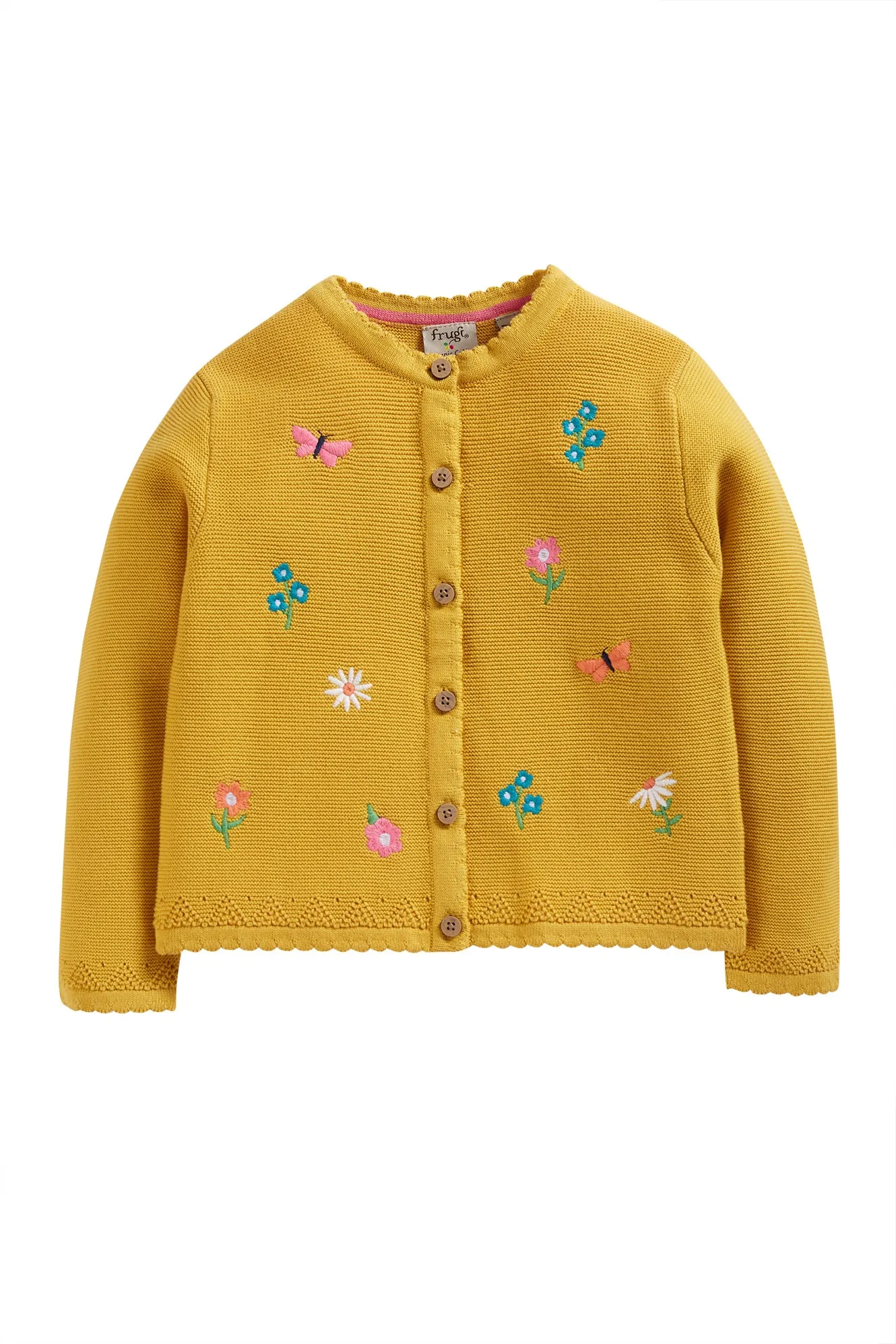 Frugi Maia Embroidered Cardigan Bumble Bee Flowers