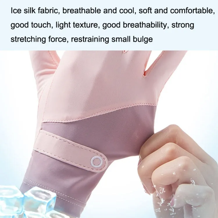 FSN02 1pair UV Resistant Ice Silk Breathable Cool Non-Slip Cycling Driving Thin Gloves Free Code(Purple Pink)