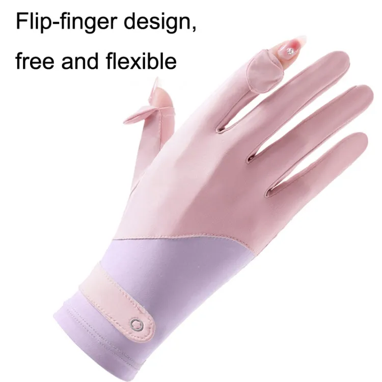 FSN02 1pair UV Resistant Ice Silk Breathable Cool Non-Slip Cycling Driving Thin Gloves Free Code(Purple Pink)