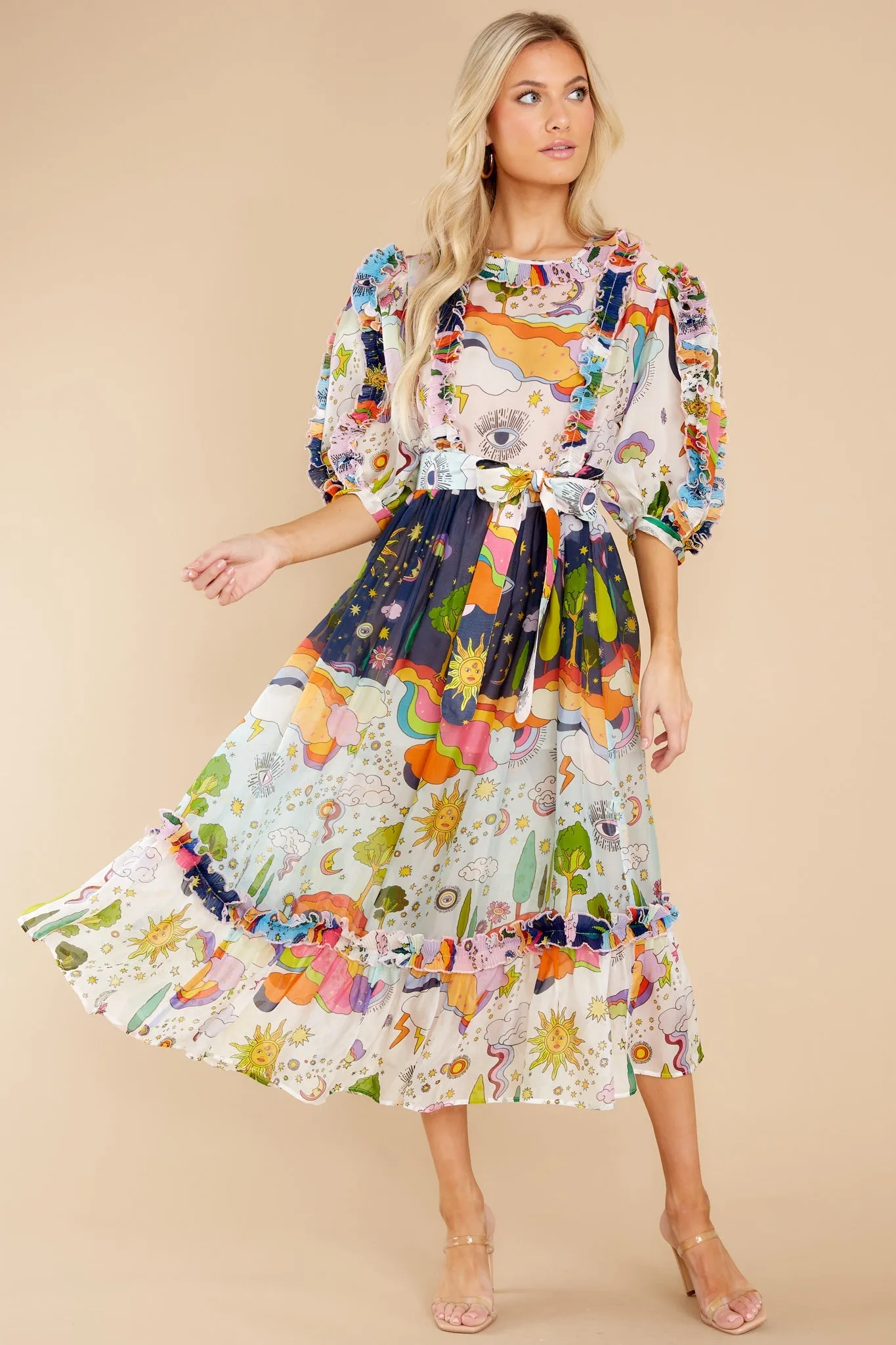 Galaxy White Multi Dress