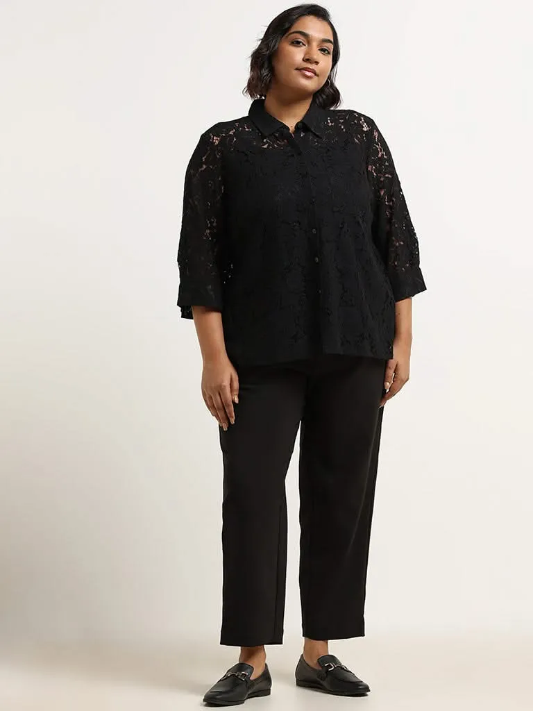 Gia Black Schiffli Shirt with Camisole