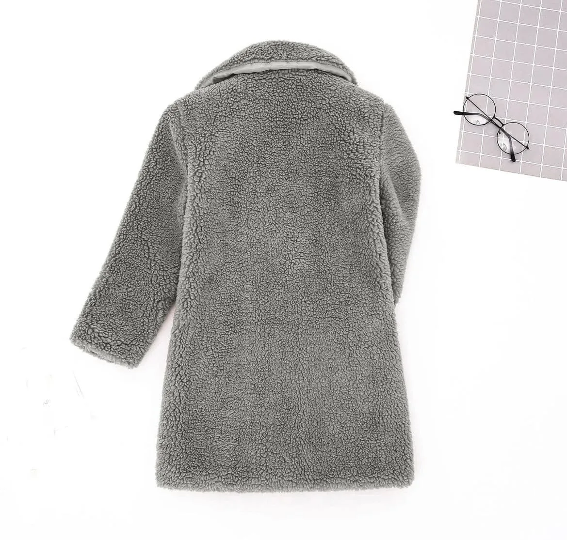 Girls Sherpa Coat - Grey