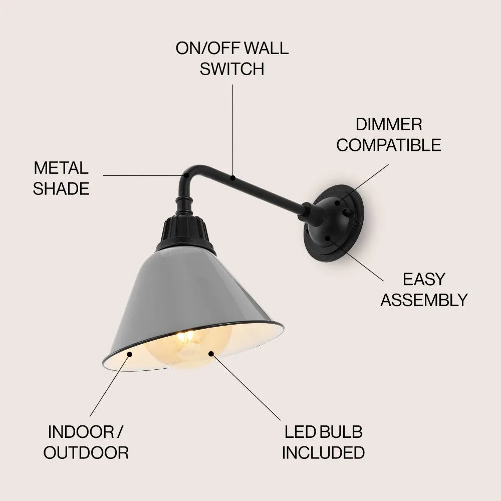 GOALPLUS 9.63"  Farmhouse Industrial Indoor/Outdoor Iron LED Gooseneck Arm Outdoor Sconce